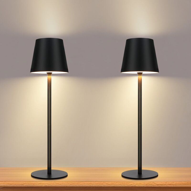 foto del prodotto l mpara de mesa juego de 2,con bater a inal mbrica led para exteriores 2600 mha l mpara de mesa para exteriores l mpara de bater a negra con