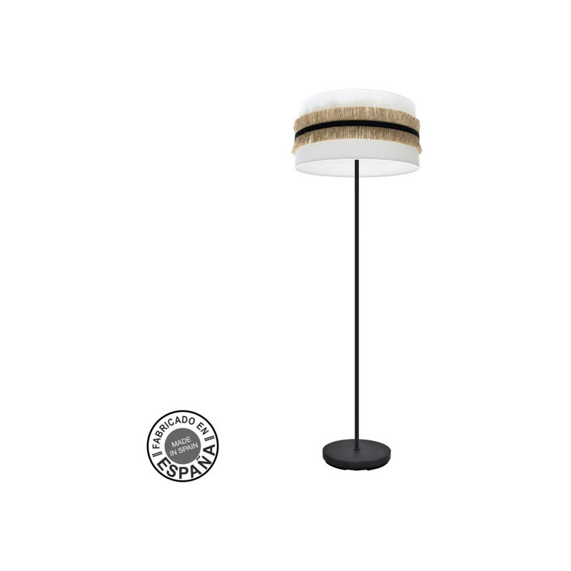foto del prodotto l mpara de pie salon angola 1xe27 negr blanc-yute 40d - fabrilamp