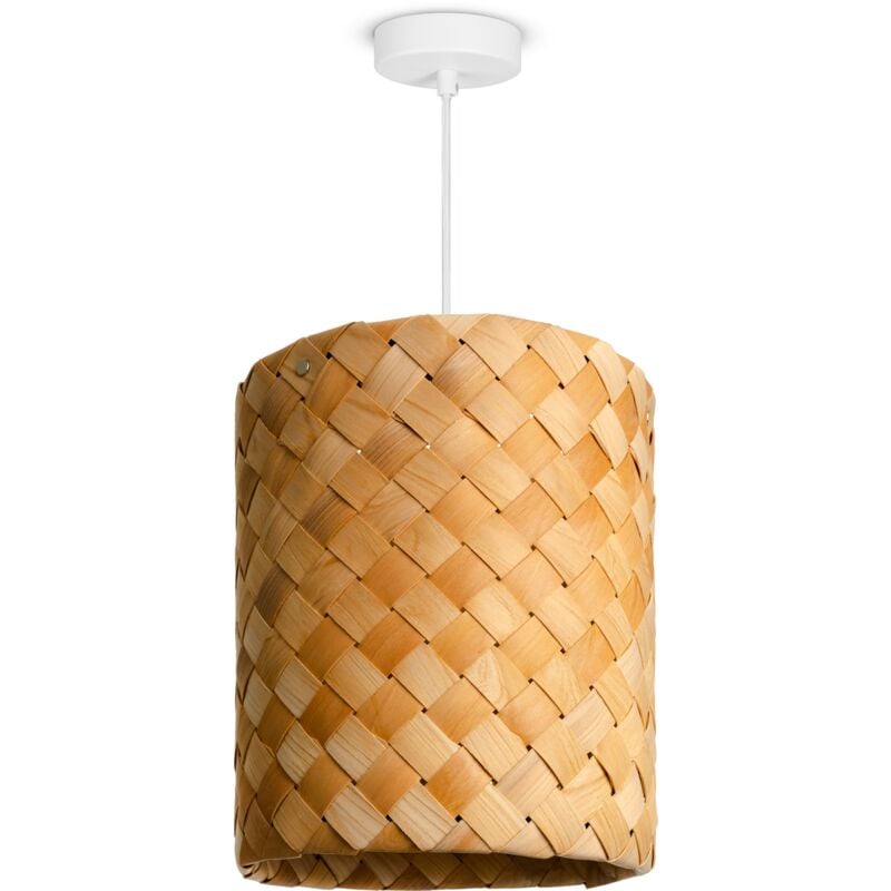 foto del prodotto l mpara de suspensi n led colgante sal n dormitorio comedor pantalla de papel e27 luce a sospensione bianca, holz 25cm de paco home