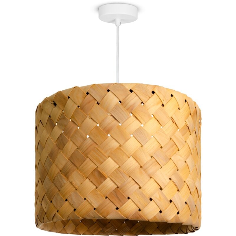 foto del prodotto l mpara de suspensi n led colgante sal n dormitorio comedor pantalla de papel e27 luce a sospensione bianca, holz 35cm de paco home