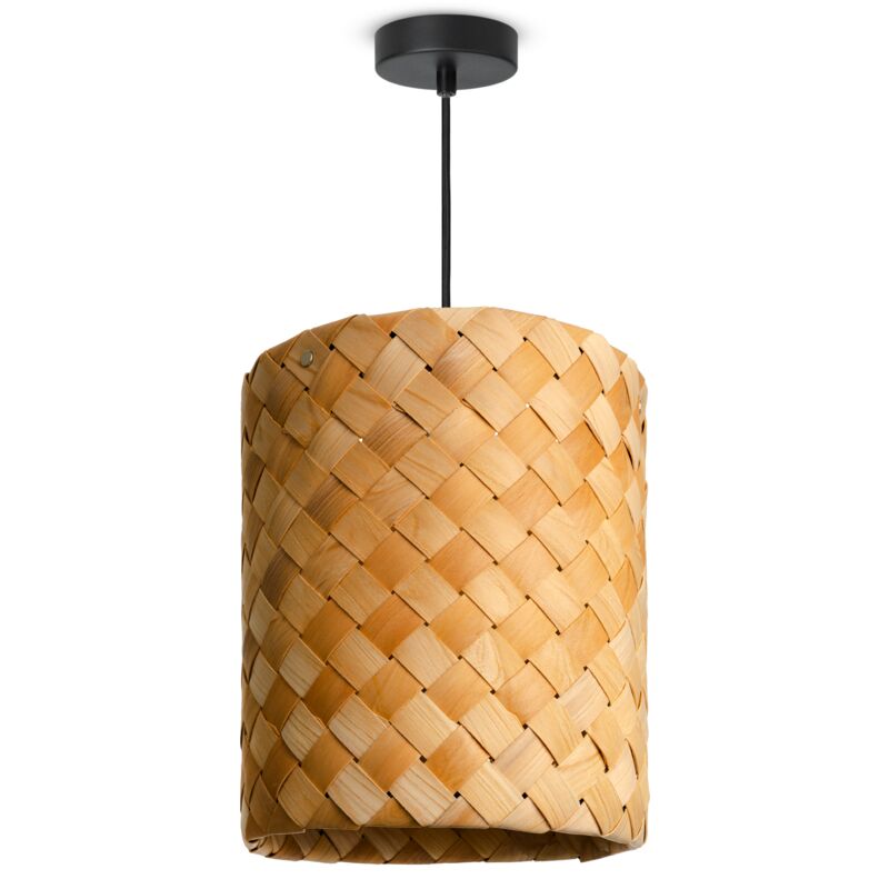 foto del prodotto l mpara de suspensi n led colgante sal n dormitorio comedor pantalla de papel e27 luce a sospensione nero, holz 25cm de paco home