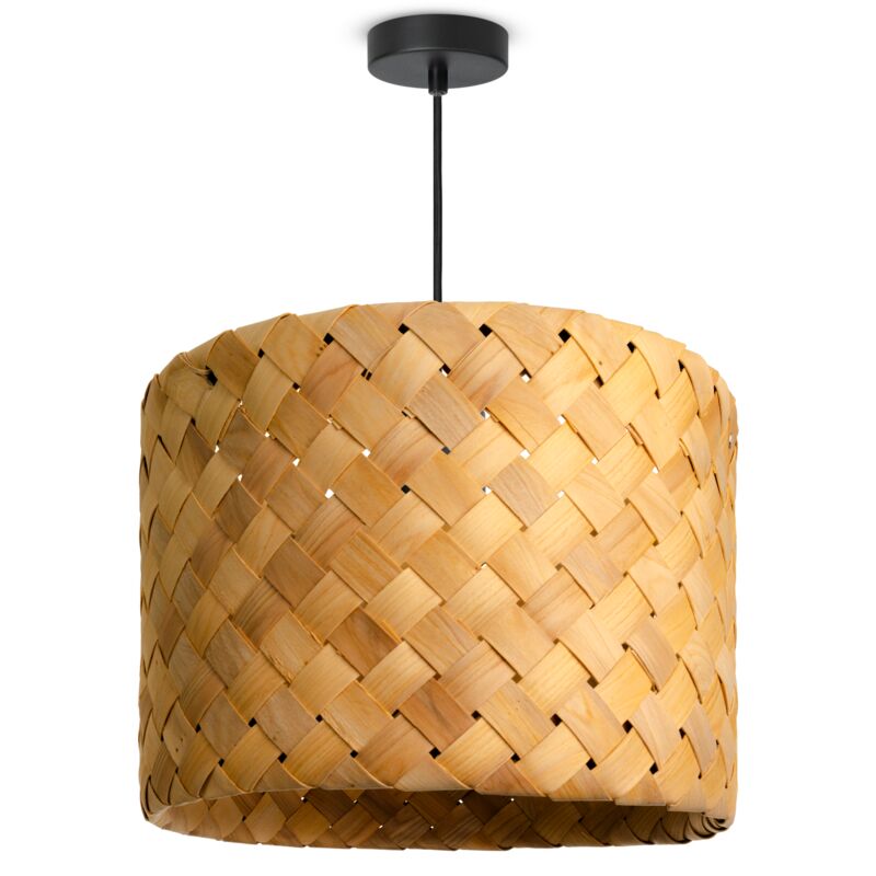foto del prodotto l mpara de suspensi n led colgante sal n dormitorio comedor pantalla de papel e27 luce a sospensione nero, holz 35cm de paco home