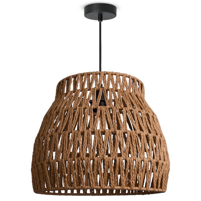 foto del prodotto l mpara de suspensi n led colgante sal n dormitorio comedor pantalla de papel e27 luce a sospensione nero, natura 35cm paco home