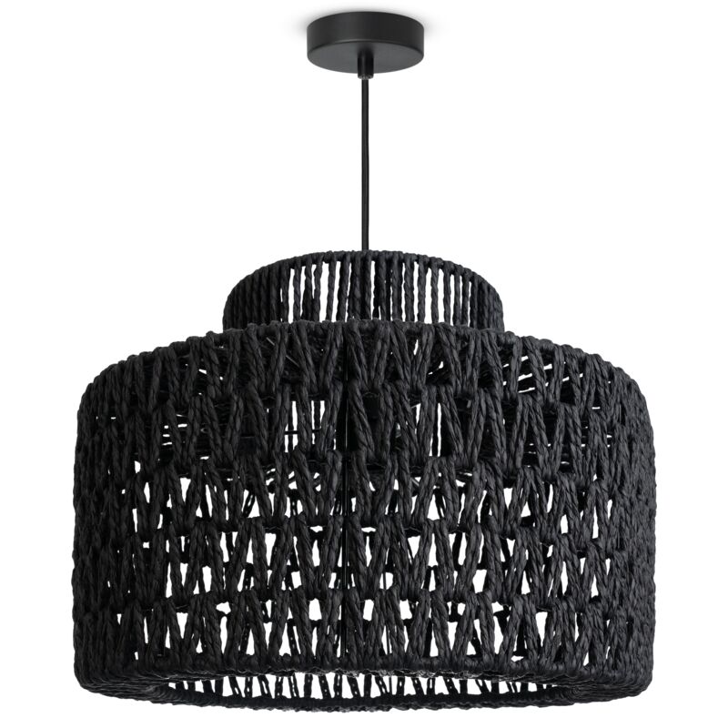 foto del prodotto l mpara de suspensi n led colgante sal n dormitorio comedor pantalla de papel e27 luce a sospensione nero, nero 40cm paco home