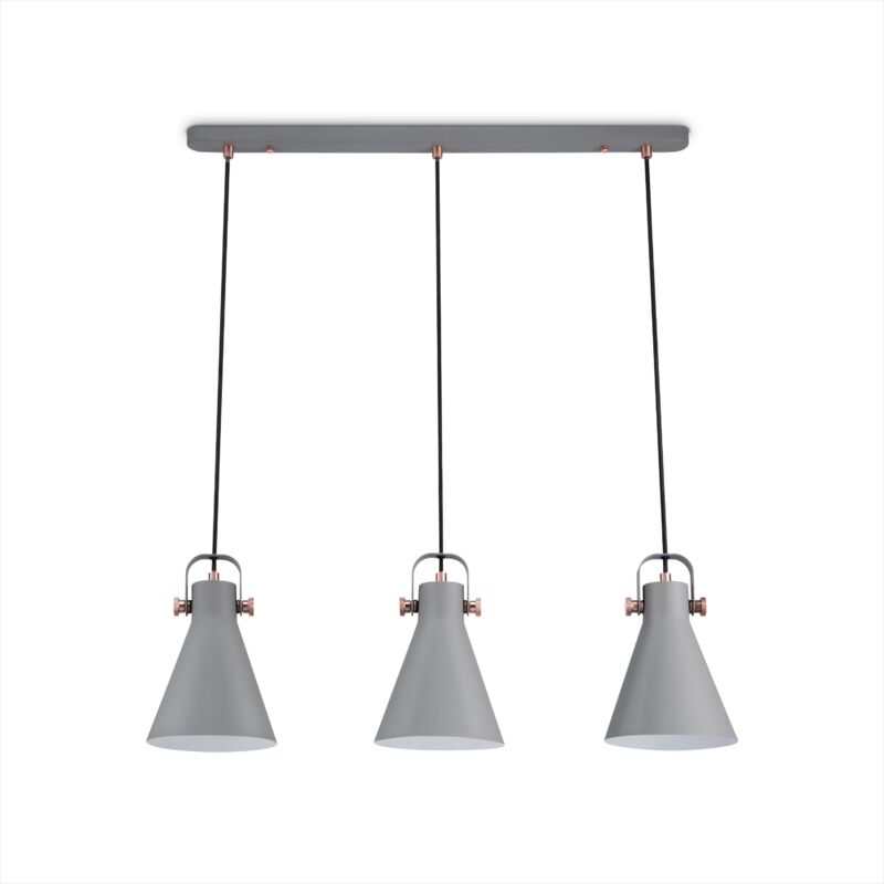 foto del prodotto l mpara de suspensi n sal n comedor colgante mesa comedor industrial lampada a sospensione 3 flame, grau kupfer 2 de paco home