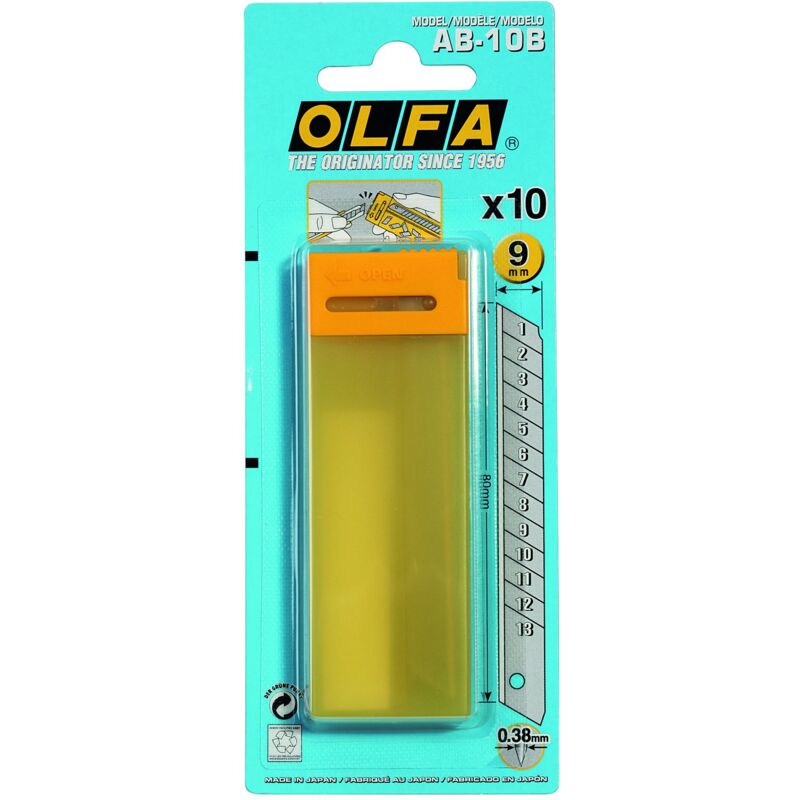 foto del prodotto l outil parfait olfa ab 10b pack de 10 cuchillas troceables 9 mm plateadas en blister