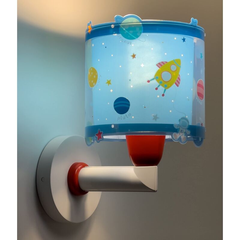 foto del prodotto l zete dalber lampada applique da parete per bambini planets pianeti sistema solare blu