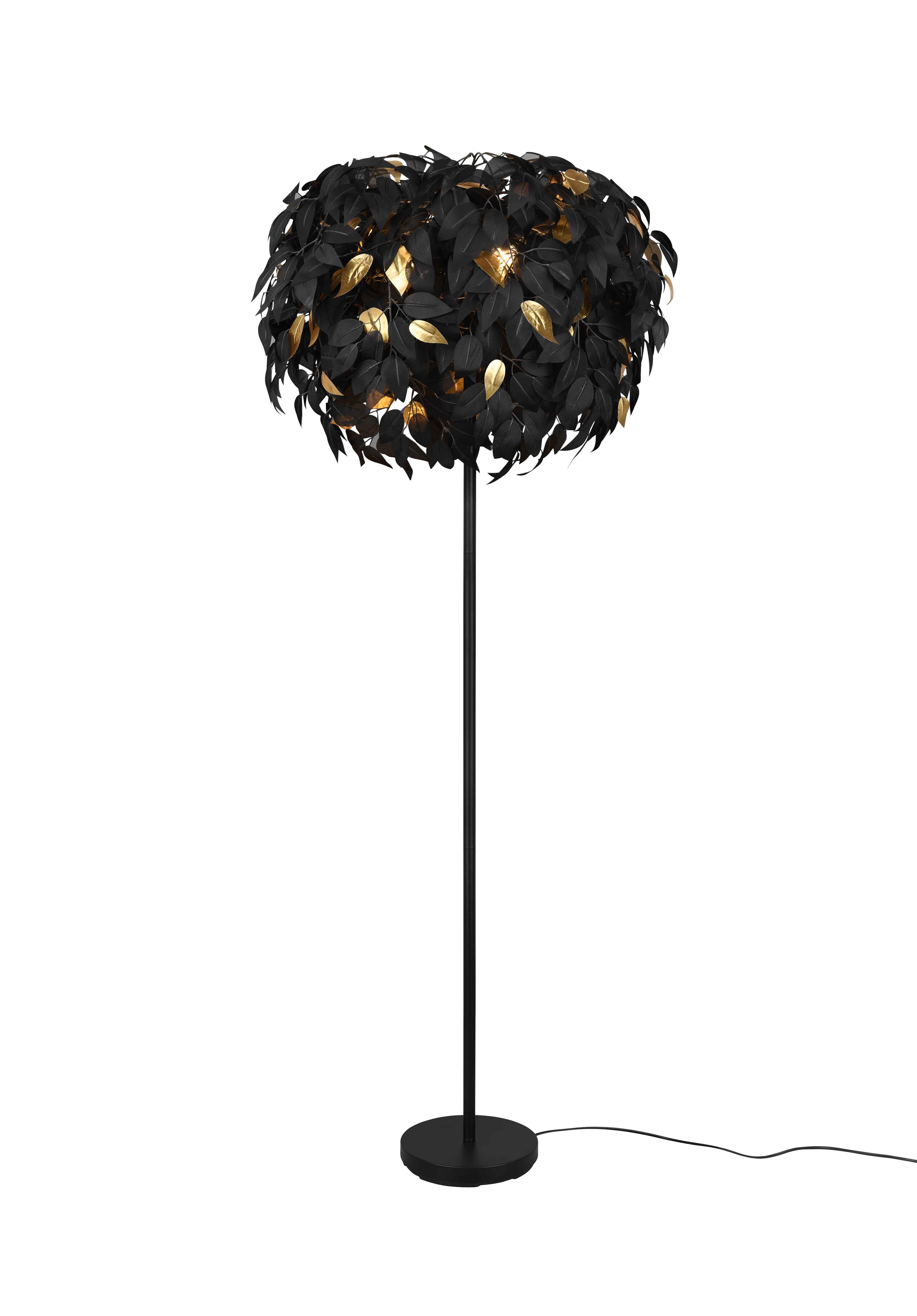 foto del prodotto l zete reality, piantana, leavy 3xe14, max.28,0 w plastica, nero, finitura metallo, nero opaco 70,0cm, a 180,0cm interruttore a piede,modello
