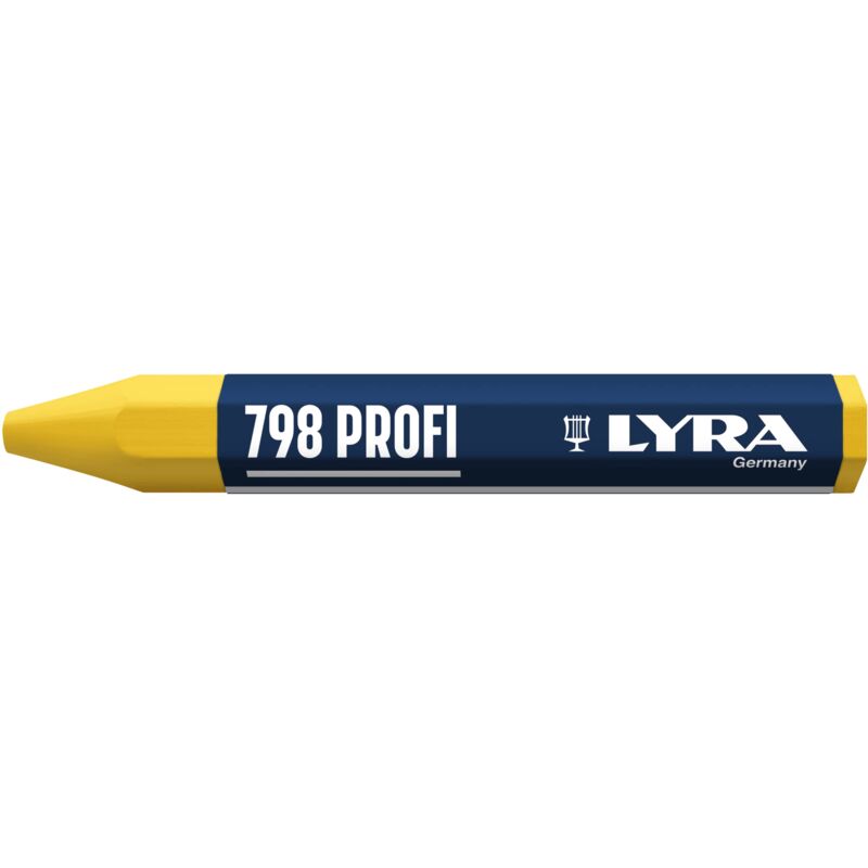 foto del prodotto l4880007, lyra 798, gesso professionale per marcature professionali su molte superfici, scatola con 12 gessetti gialli
