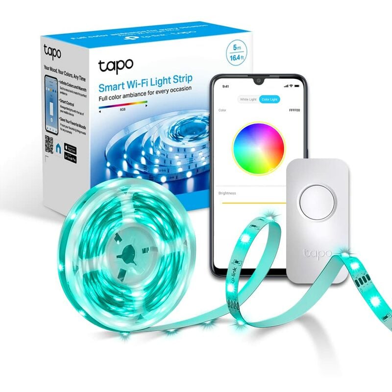 foto del prodotto l900 5 striscia led smart wi fi 5m, controllo vocale compatibile con alexa e google assistant, sync to music, luci led per casa, bar, festa,