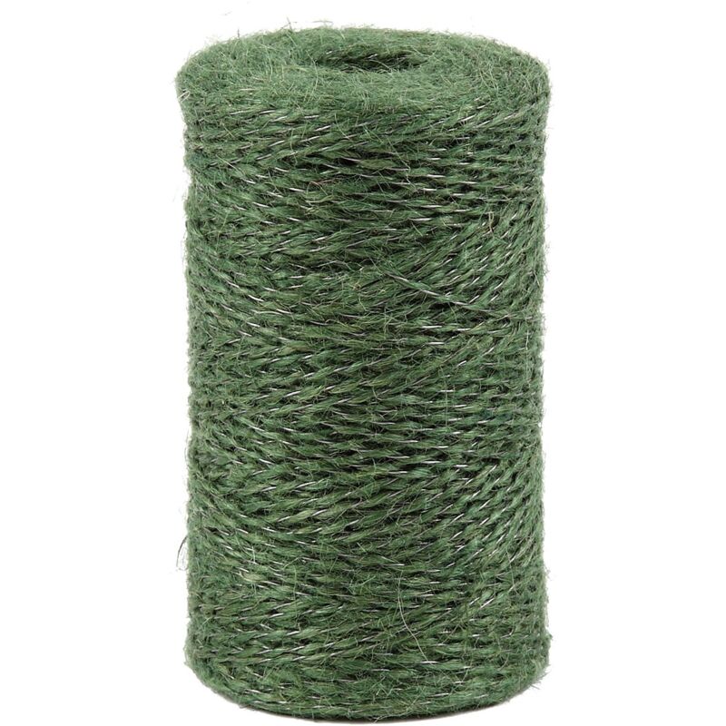 foto del prodotto la cordeline cjn23v spago vite in iuta naturale verde 1,4 mm rinforzato con filo d acciaio lunghezza 190 m