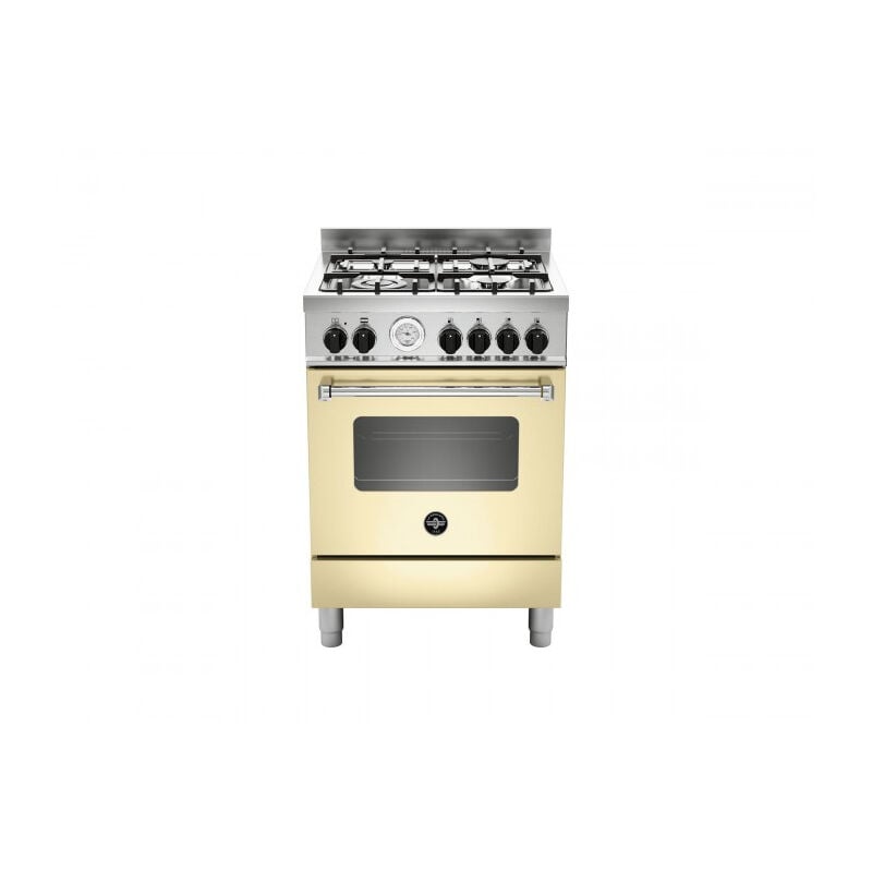 foto del prodotto la germania bertazzoni americana amn664ecrt. tipo di prodotto cucina, colore del prodotto crema, tipo di controllo manopola. tipo di piano