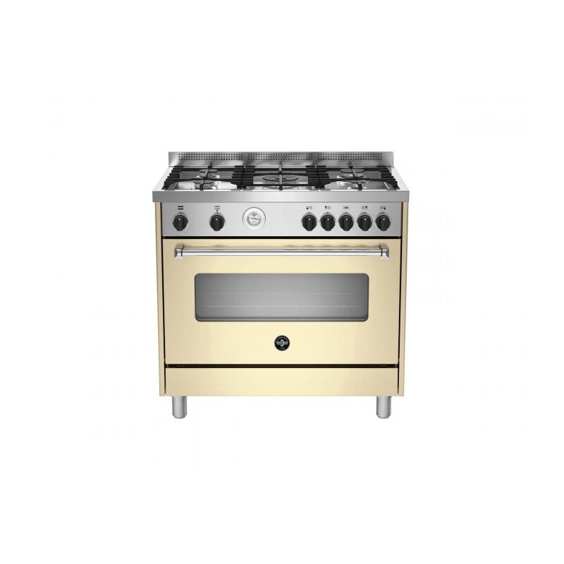 foto del prodotto la germania bertazzoni americana amn965ecrt. tipo di prodotto cucina, colore del prodotto crema, acciaio inox, tipo di controllo manopola. tipo