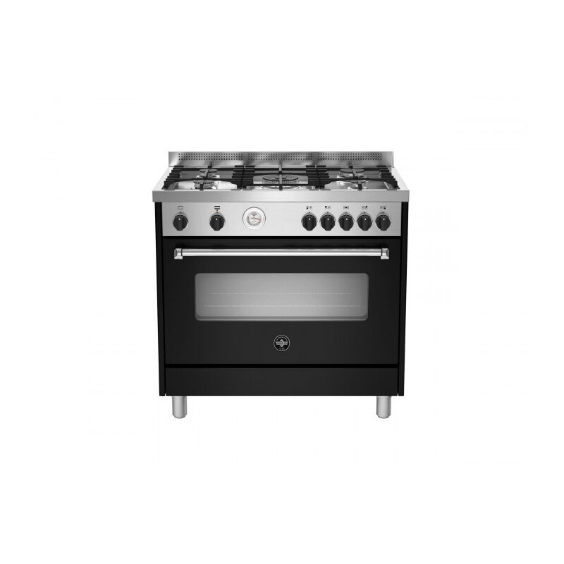 foto del prodotto la germania bertazzoni americana amn965gnet. tipo di prodotto cucina, colore del prodotto nero, tipo di controllo manopola. tipo di piano