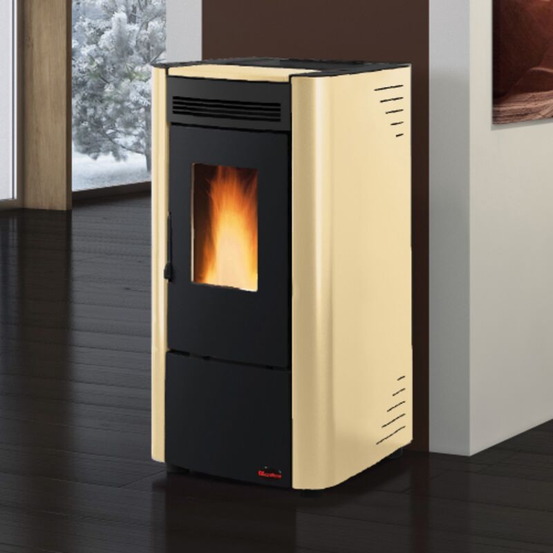 foto del prodotto la nordica extraflame stufa a pellet ventilata ketty evo 2.0 pergamena 7,4 kw per 186 m rivestimento in acciaio