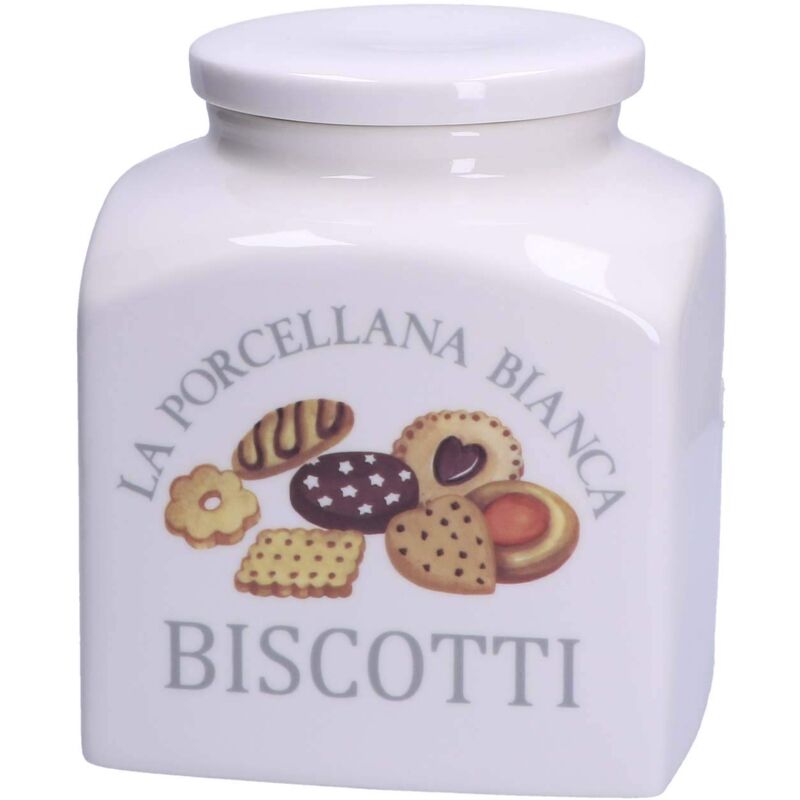 foto del prodotto la porcellana bianca biscottiera porcellana decorata in gift box conserva, barattoli e contenitori barattoli cucina porcellana 3500 cc