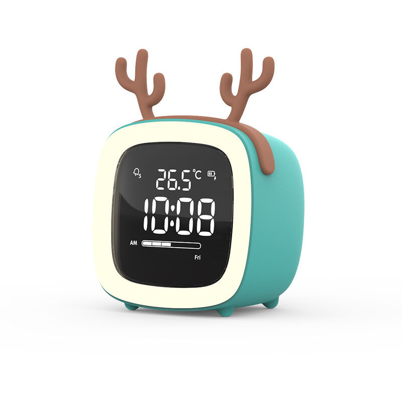 foto del prodotto la sveglia intelligente con il simpatico cervo blu stata progettata appositamente per bambini e studenti. dotata di un orologio elettronico
