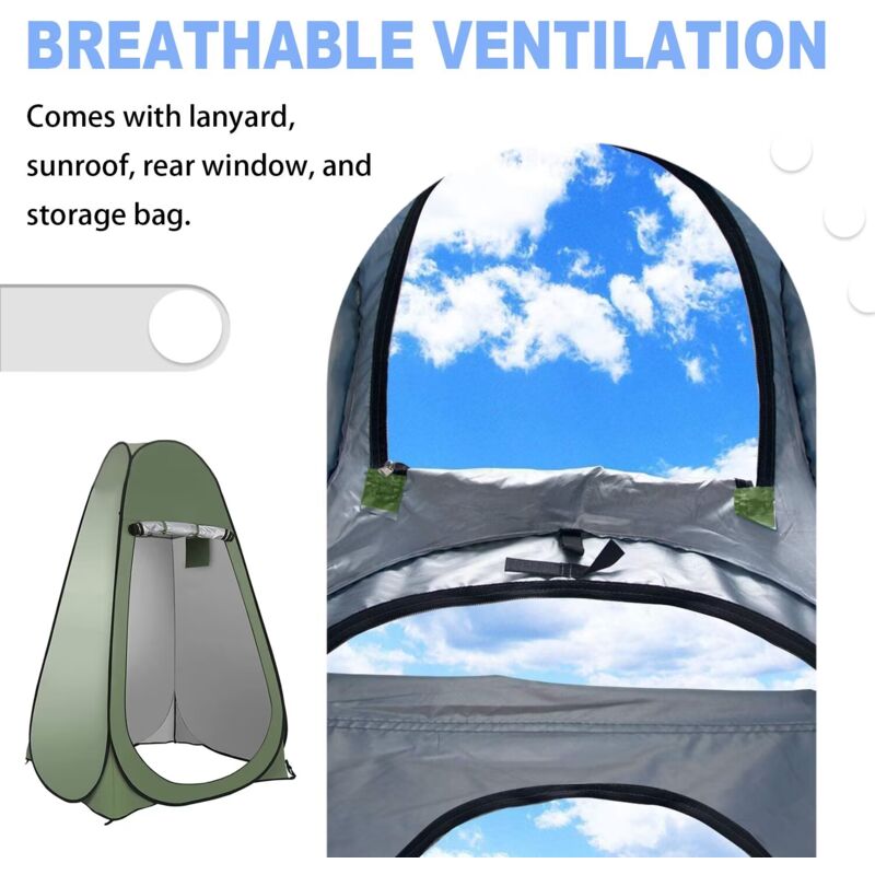 foto del prodotto la tenda privacy pop up portatile adatta per doccia esterna, spogliatoio, ombrellone e toilette da campeggio verde rapanda