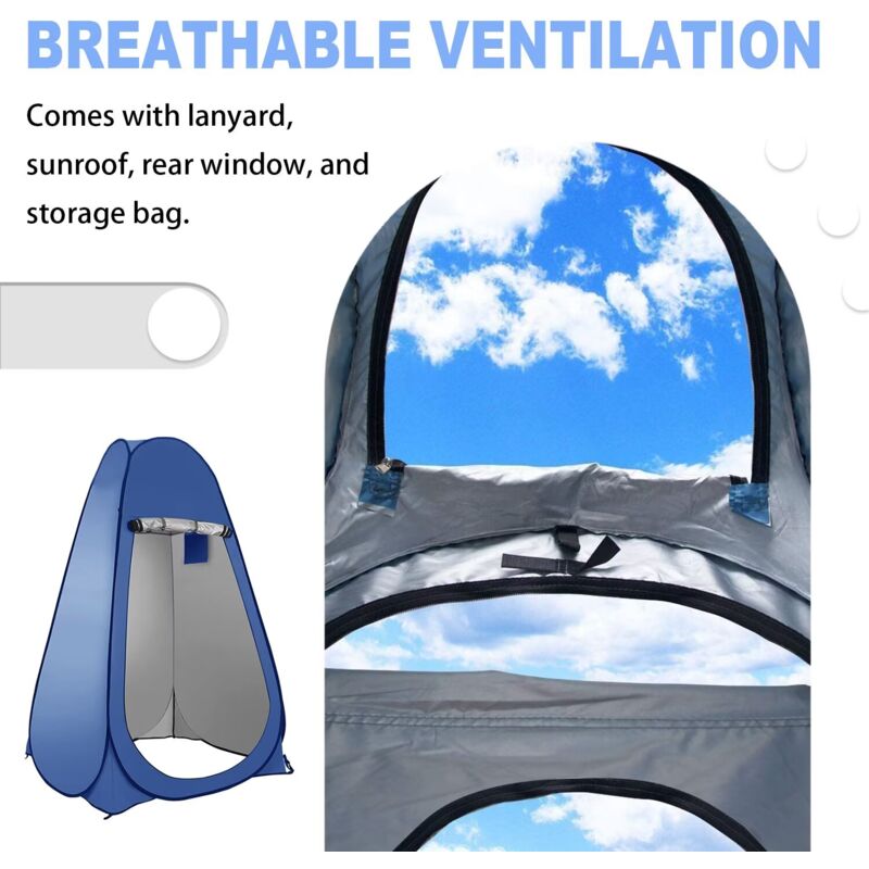 foto del prodotto la tenda privacy portatile pop up adatta per doccia esterna, spogliatoio, ombrellone e toilette da campeggio blu rapanda