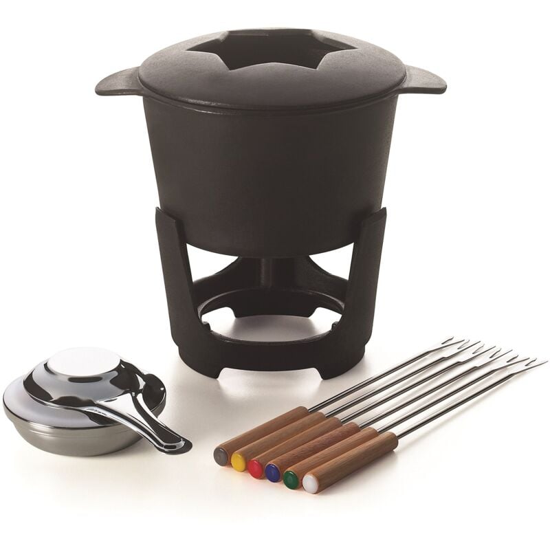 foto del prodotto la thuile servizio fonduta 10 pezzi, ceramica, nero - excelsa