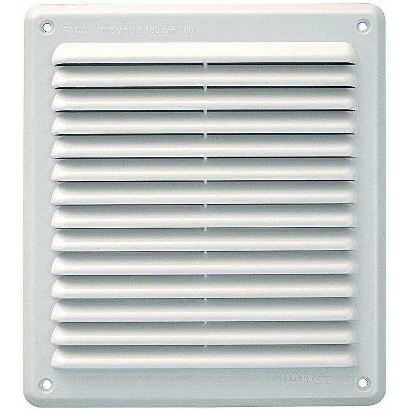 foto del prodotto la ventilazione ar2023b griglia di ventilazione in plastica rettangolare da sovrapporre, bianco, 204x230 mm, passaggio aria 160 cm 