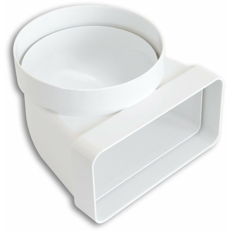 foto del prodotto la ventilazione cgv126b curva verticale in abs da tubo tondo a rettangolare, 100 mm 120x60 mm