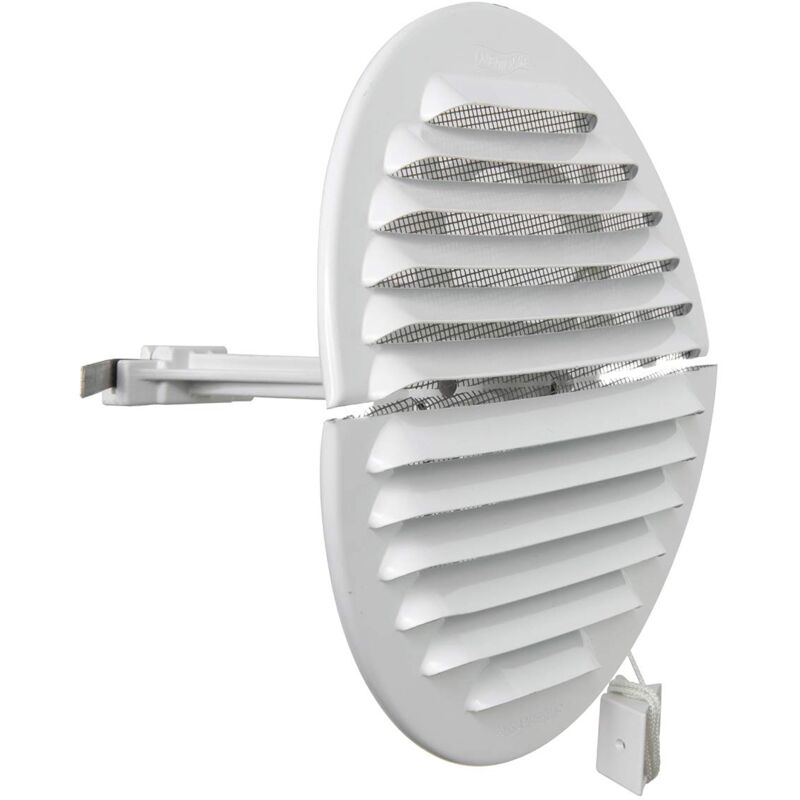 foto del prodotto la ventilazione gabdf125r griglia di ventilazione tonda pieghevole in alluminio verniciato bianco con rete antinsetti, diametro 150 mm