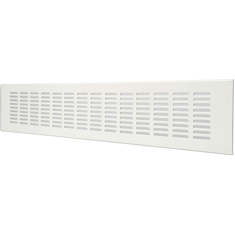 foto del prodotto la ventilazione gf408b griglia di ventilazione rettangolare in alluminio verniciato bianco da incasso, dimensioni 400x80 mm.