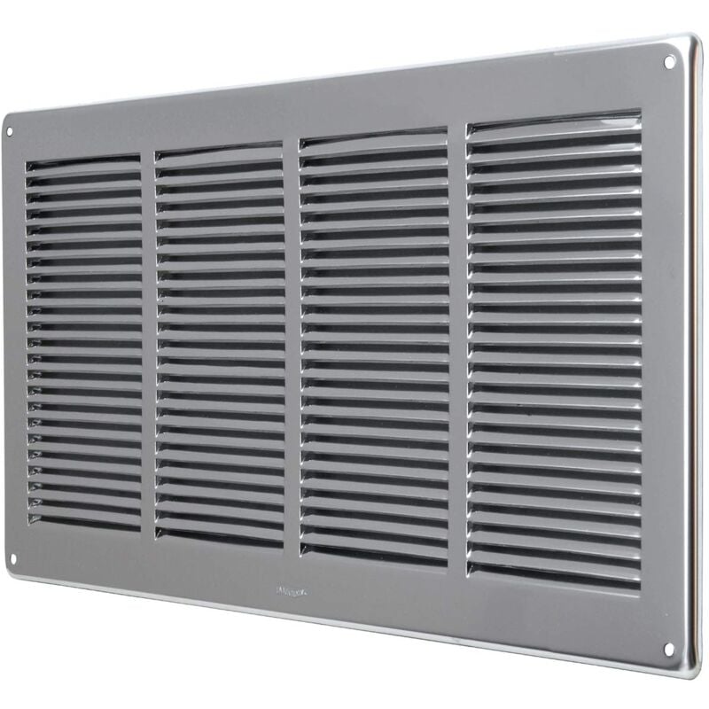 foto del prodotto la ventilazione gin4424 griglia di ventilazione rettangolare in acciaio inox430 da sovrapporre. dimensioni 440x240 mm