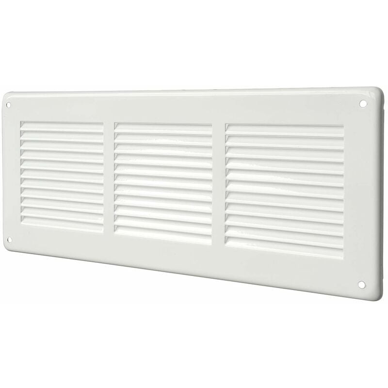 foto del prodotto la ventilazione gl30b griglia di ventilazione rettangolare in lamiera verniciata bianca da sovrapporre, dimensioni 340x140 mm