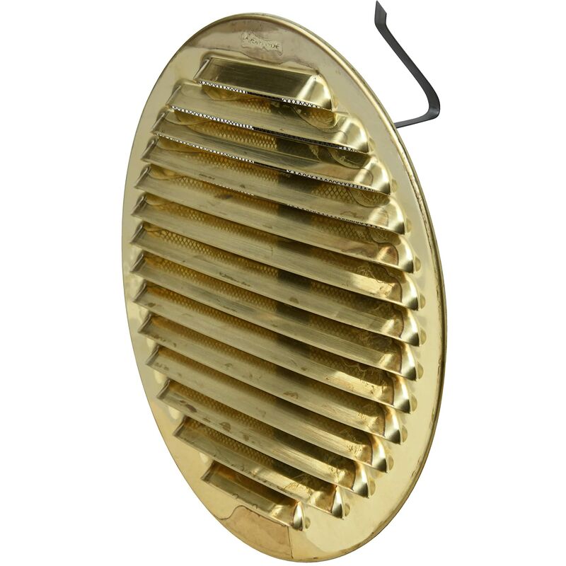 foto del prodotto la ventilazione gottu160r griglia di ventilazione tonda universale con molle, in ottone naturale, diametro 175 mm