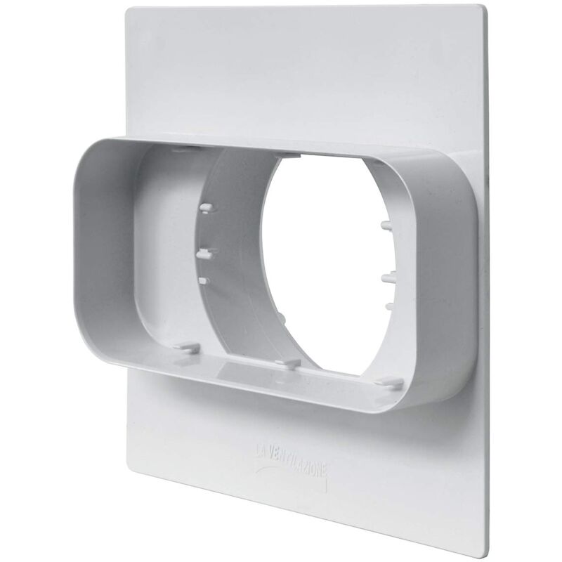 foto del prodotto la ventilazione pm157100b placca per passaggi a muro da tubo rettangolare a tondo, 150x70 mm 100 mm. colore bianco