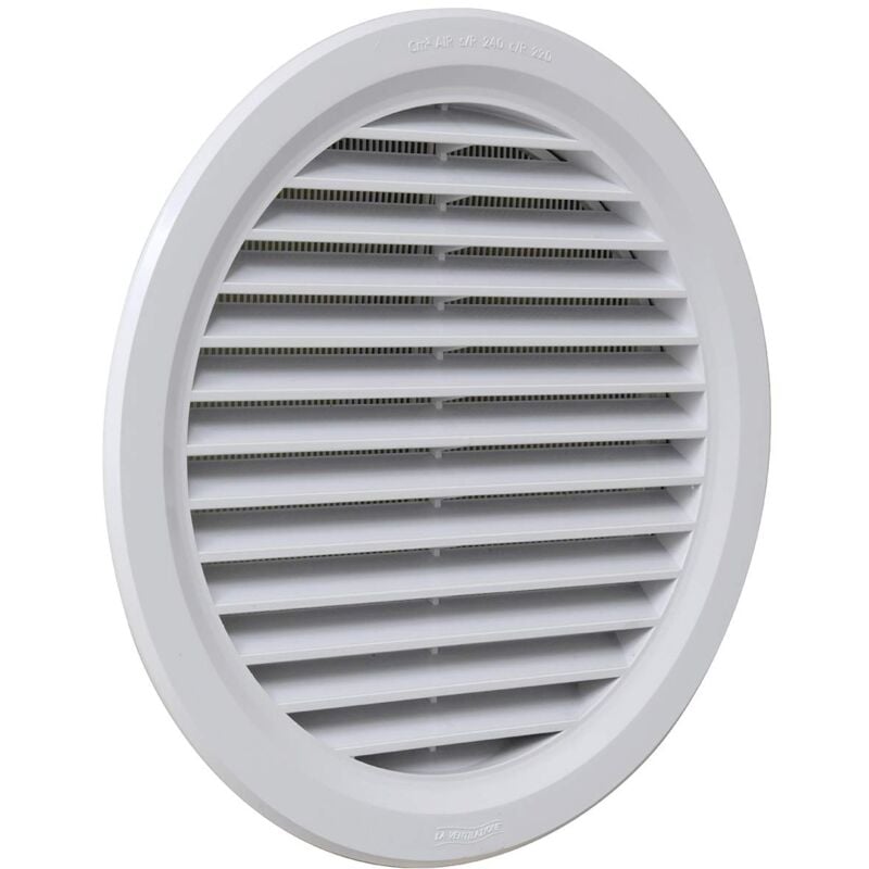 foto del prodotto la ventilazione t20rb griglia di ventilazione tonda in plastica bianca, da incasso, con rete antinsetti. diametro 238 mm, 30 240cm