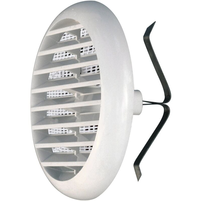 foto del prodotto la ventilazione tur100b griglia di ventilazione rotonda, plastica, per fori da diametro 40 a 80 mm, bianco, griglia 106 mm