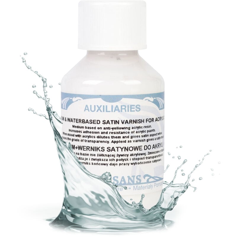 foto del prodotto la vernice media e all acqua per acrilici aumenta la resistenza renesans satin 100ml
