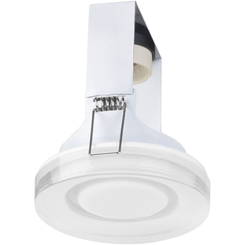 foto del prodotto lab downlight da incasso a soffitto da 90mm di diametro per lampadina gu10 in colore bianco con diffusore in vetro