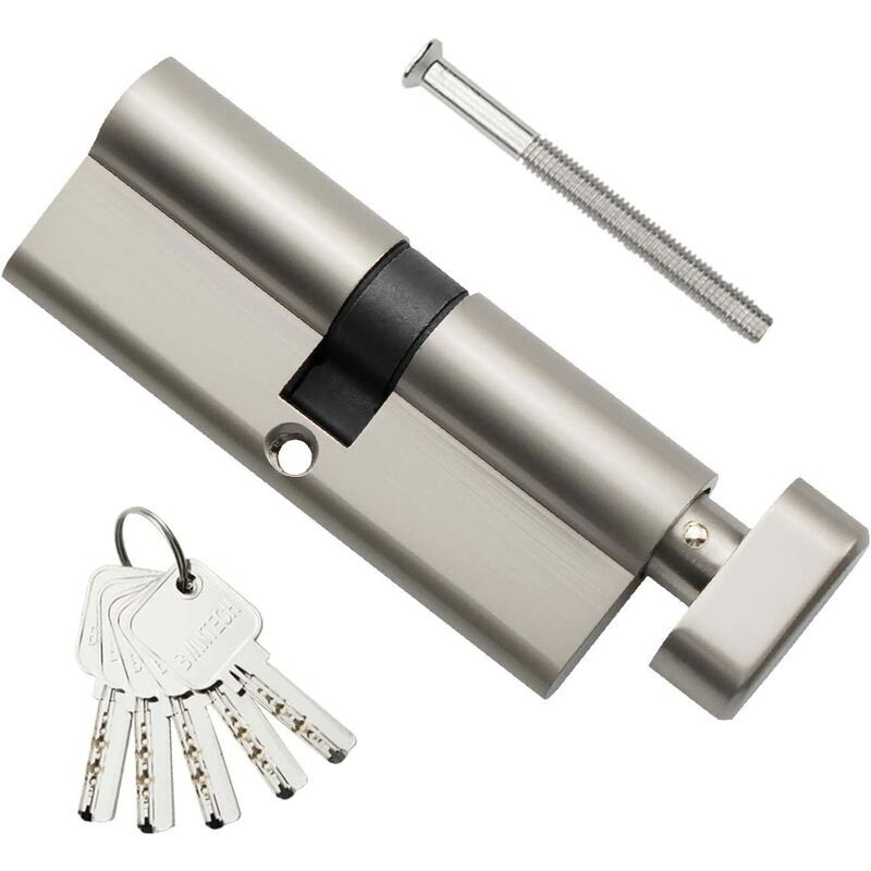 foto del prodotto lablanc 1 cilindro in ottone stile europeo da 40t 40 mm, serratura a cilindro con chiave giro del pollice da 80 mm con 3 chiavi orizzontali in