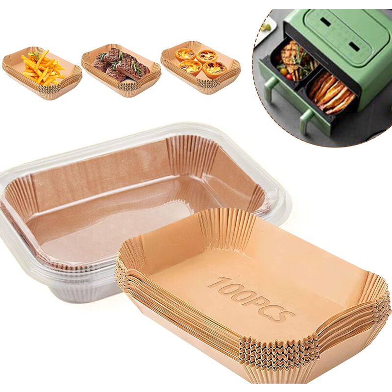 foto del prodotto lablanc 100 pezzi carta da forno per friggitrice ad aria, 20,5x14 cm, rivestimento di carta rettangolare accessori per friggitrice senza olio per