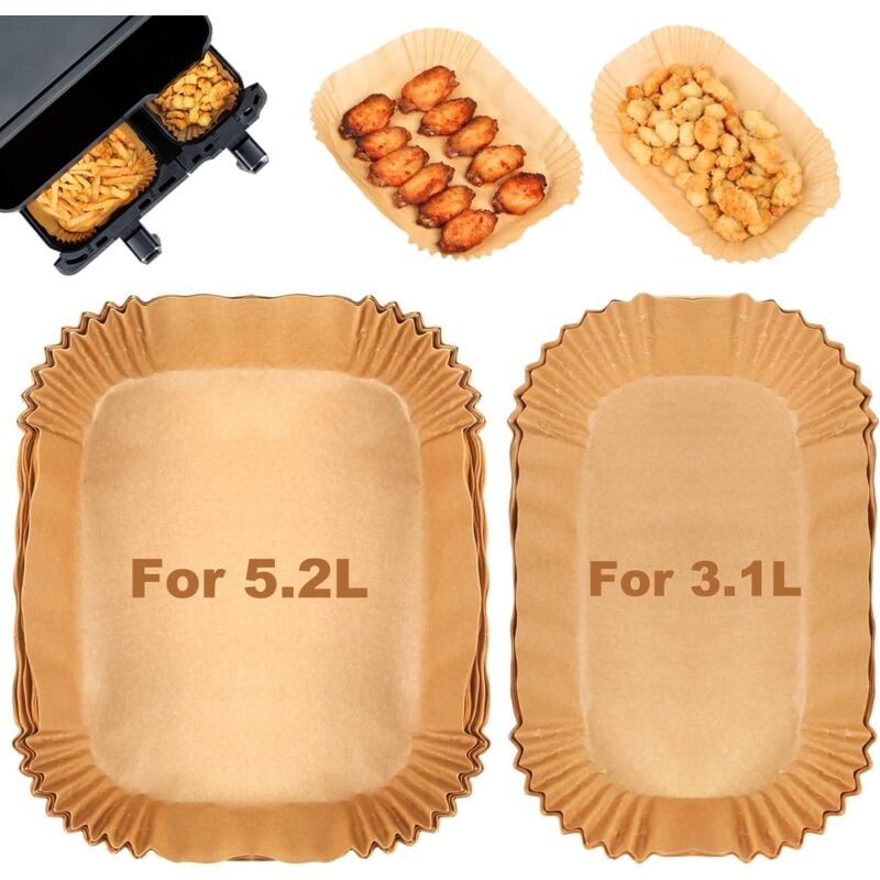 foto del prodotto lablanc 100 pezzi di carta da forno per friggitrice ad aria tefal 5,2 3,1 l dual easy fry airfryer, philips dual basket airfryer serie 3000, carta