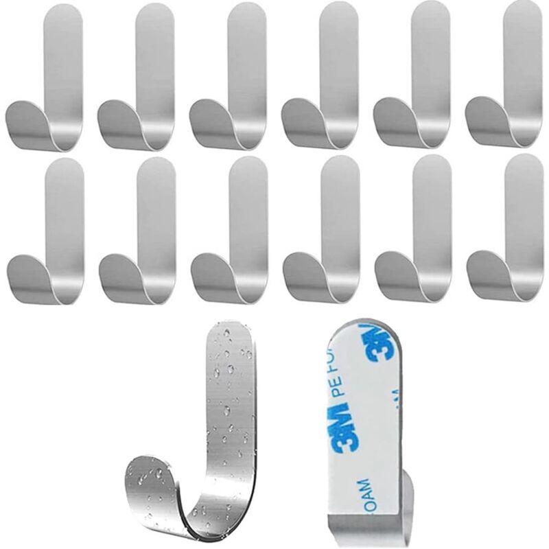 foto del prodotto lablanc 12 ganci adesivi 3m, ganci da parete in acciaio inox per bagno, portasciugamani autoadesivo impermeabile per cucina, soggiorno e ufficio