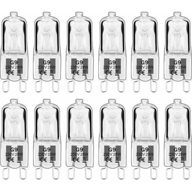 foto del prodotto lablanc 12 lampade alogene g9, lampadine g9 230v 28w 480lm, bianco caldo 2800k, lampadine a capsula dimmerabili, senza sfarfallio classe