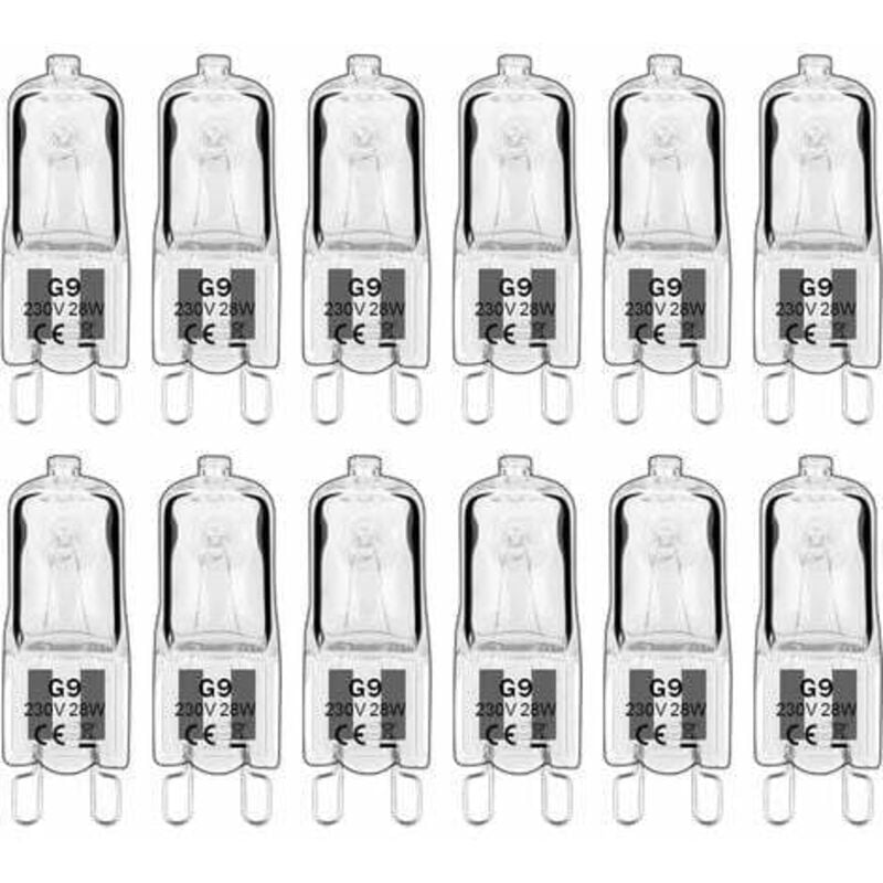 foto del prodotto lablanc - 12 lampade alogene g9, lampadine g9 230v 28w 480lm, bianco caldo 2800k, lampadine a capsula dimmerabili, senza sfarfallio [classe energetica g]