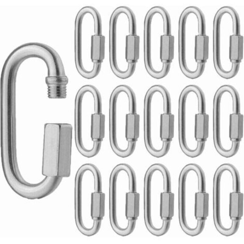 foto del prodotto lablanc 16 moschettoni a d con chiusura rapida m5 in acciaio inox 304, mini moschettone a vite per escursionismo, campeggio, accessori per esterni