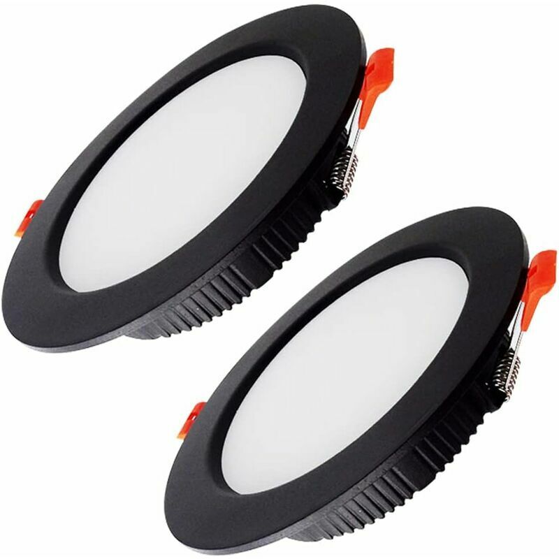 foto del prodotto lablanc 2 faretti da incasso a led ultrapiatti neri, faretti da incasso a soffitto a led rotondi da 5 w, ip44