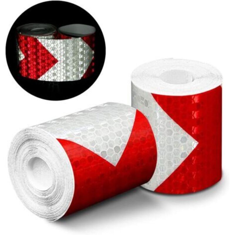 foto del prodotto lablanc 2 pezzi di nastro riflettente a forma di freccia, rotolo di nastro di avvertimento di sicurezza prismatico impermeabile da 3 m x 50 mm,