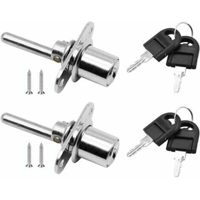 foto del prodotto lablanc 2 pezzi serrure tiroir avec cl pour meubles serrure piston pour classeurs armoire vitrine, diametro 16 mm, lunghezza 61 mm argento 