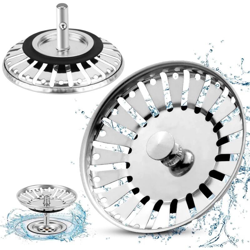 foto del prodotto lablanc 2 pezzi tappo per lavello scolino per lavello tappo per lavello cucina bagno diametro 84 mm con estremit a sfera, acciaio inossidabile