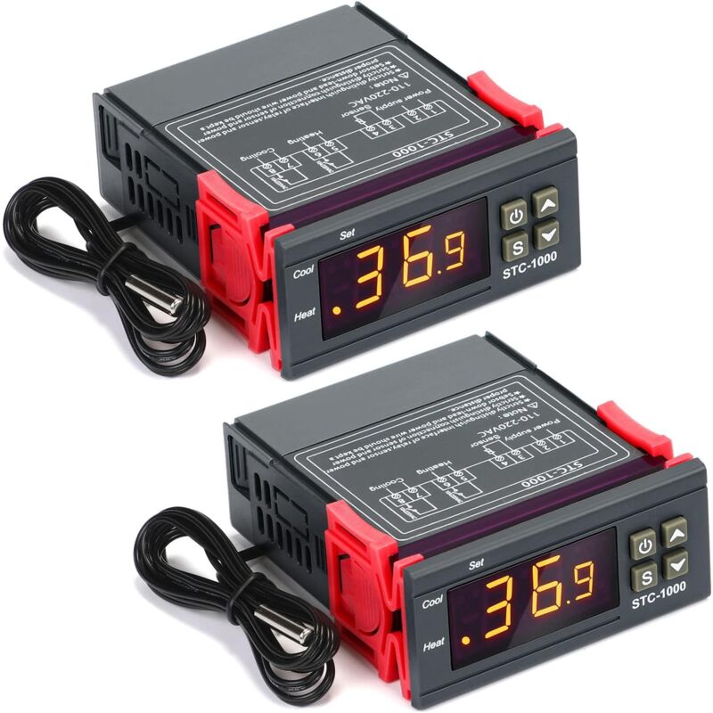 foto del prodotto lablanc 2 regolatori di temperatura digitali ac 110v 220v termostati digitali generali centigradi regolatori di temperatura calibrazione della