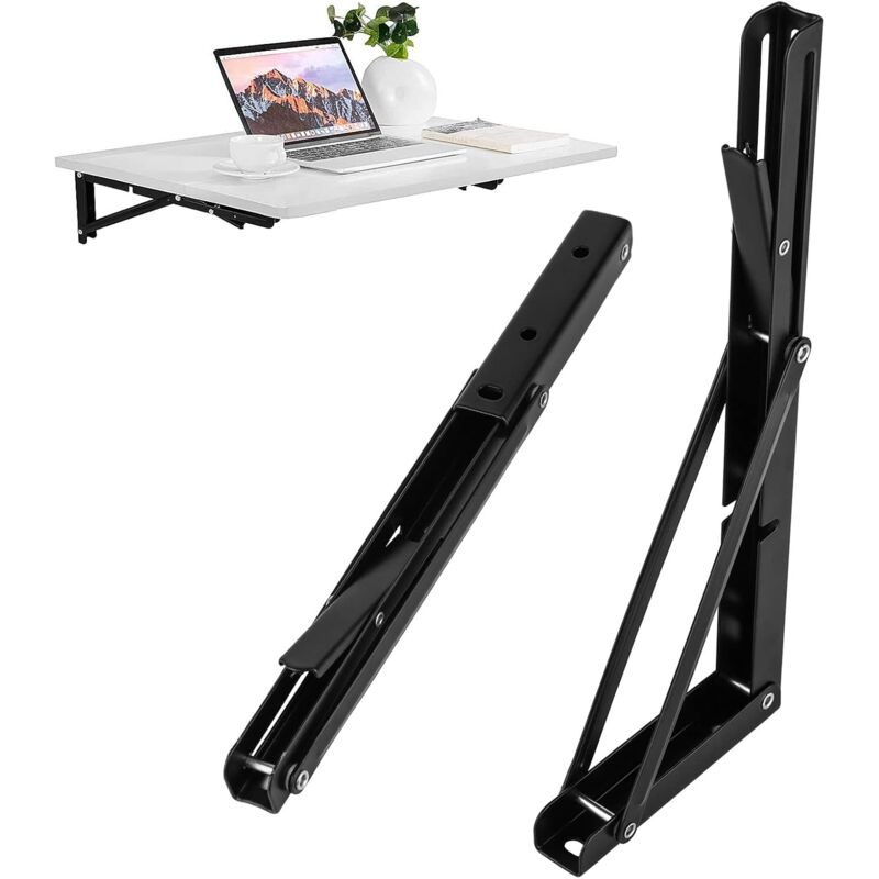 foto del prodotto lablanc 2 staffe pieghevoli, staffe pieghevoli da 300 mm, staffe per mensole pieghevoli, ferro nero, capacit di carico 50 kg, per casa, cucina,