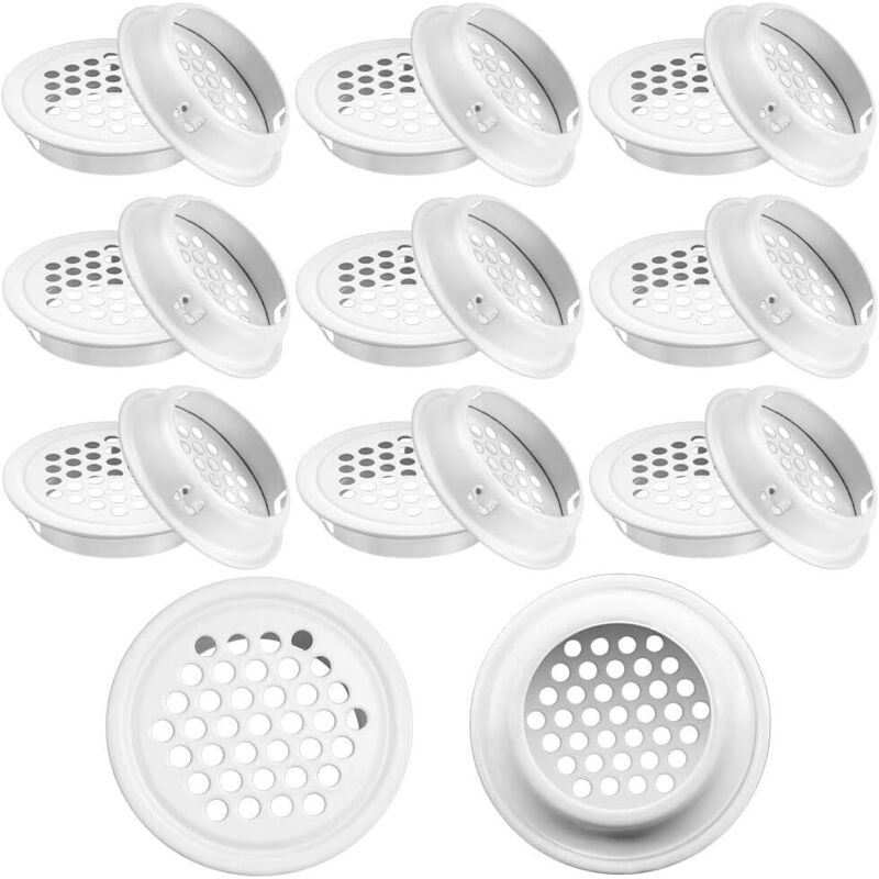 foto del prodotto lablanc 20 griglie di ventilazione bianche, griglia di ventilazione rotonda da 35 mm, griglia di ventilazione in acciaio inossidabile, griglia di